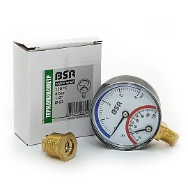 Термоманометр Zota BSR 120°C, 4 бар, 1/2", радиальный
