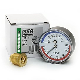 Термоманометр Zota BSR 120°C, 4 бар, 1/2", аксиальный