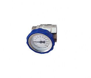 Шаровый кран с&nbsp;термометром HANSA&nbsp;KG25&nbsp;TN, синий